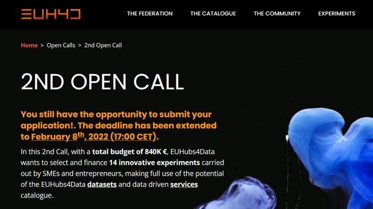 EUHubs4Data project extends the 2nd open call deadline