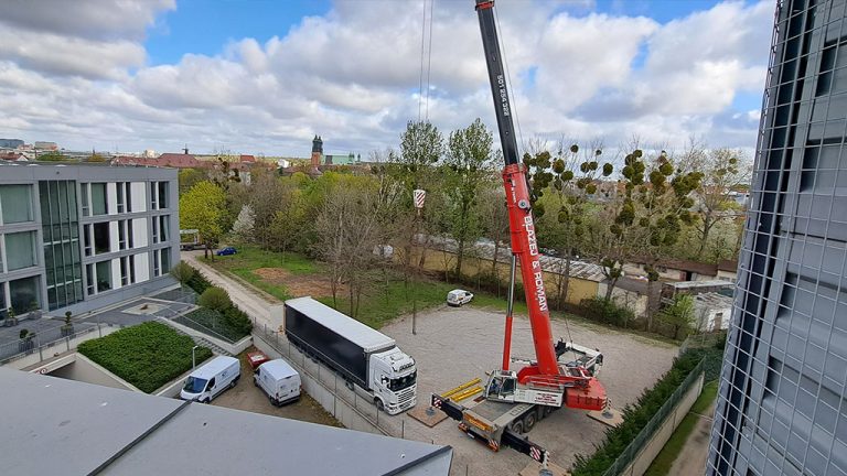 Delivery and installation of cooling equipment at the CBPIO Technology Building